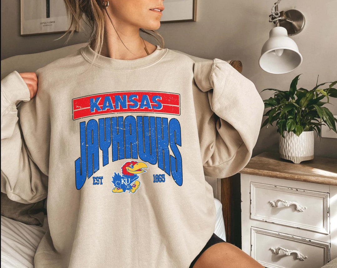 Vintage NCAA Kansas Jayhawks EST 1865 Logo Sweatshirt , University of Kansas Shirt, Basketball, College, Unisex Shirt Sweater Hoodie