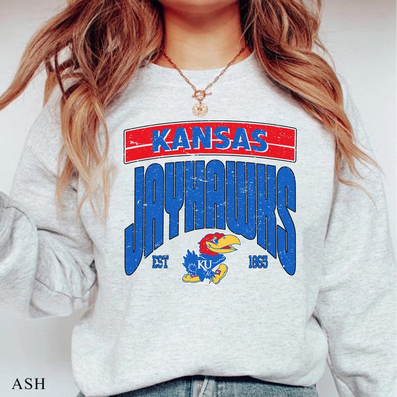 Vintage NCAA Kansas Jayhawks EST 1865 Logo Sweatshirt , University of Kansas Shirt, Basketball, College, Unisex Shirt Sweater Hoodie - Image 2