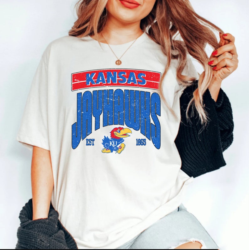 Vintage NCAA Kansas Jayhawks EST 1865 Logo Sweatshirt , University of Kansas Shirt, Basketball, College, Unisex Shirt Sweater Hoodie - Image 3