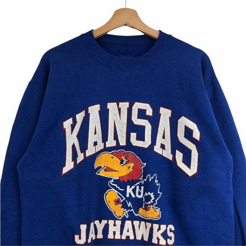 Vintage NCAA Kansas Jayhawks Logo Mascot Sweatshirt , University of Kansas Shirt, Basketball, College, Unisex Shirt Sweater Hoodie - Image 2