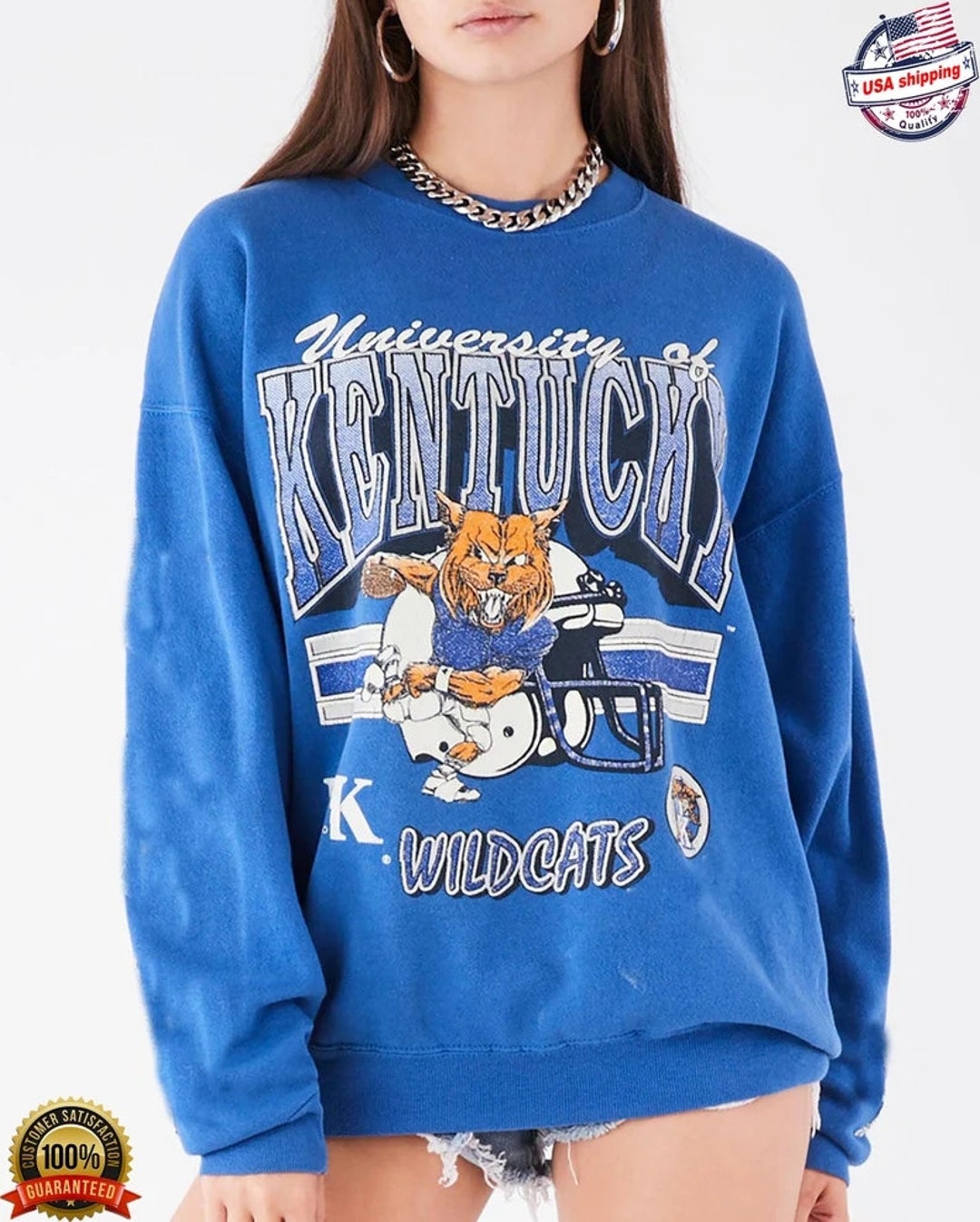 Vintage NCAA Kentucky Wildcats Football Sweatshirt, Kentucky Wildcats Hoodie Gifts for NCAA Fans