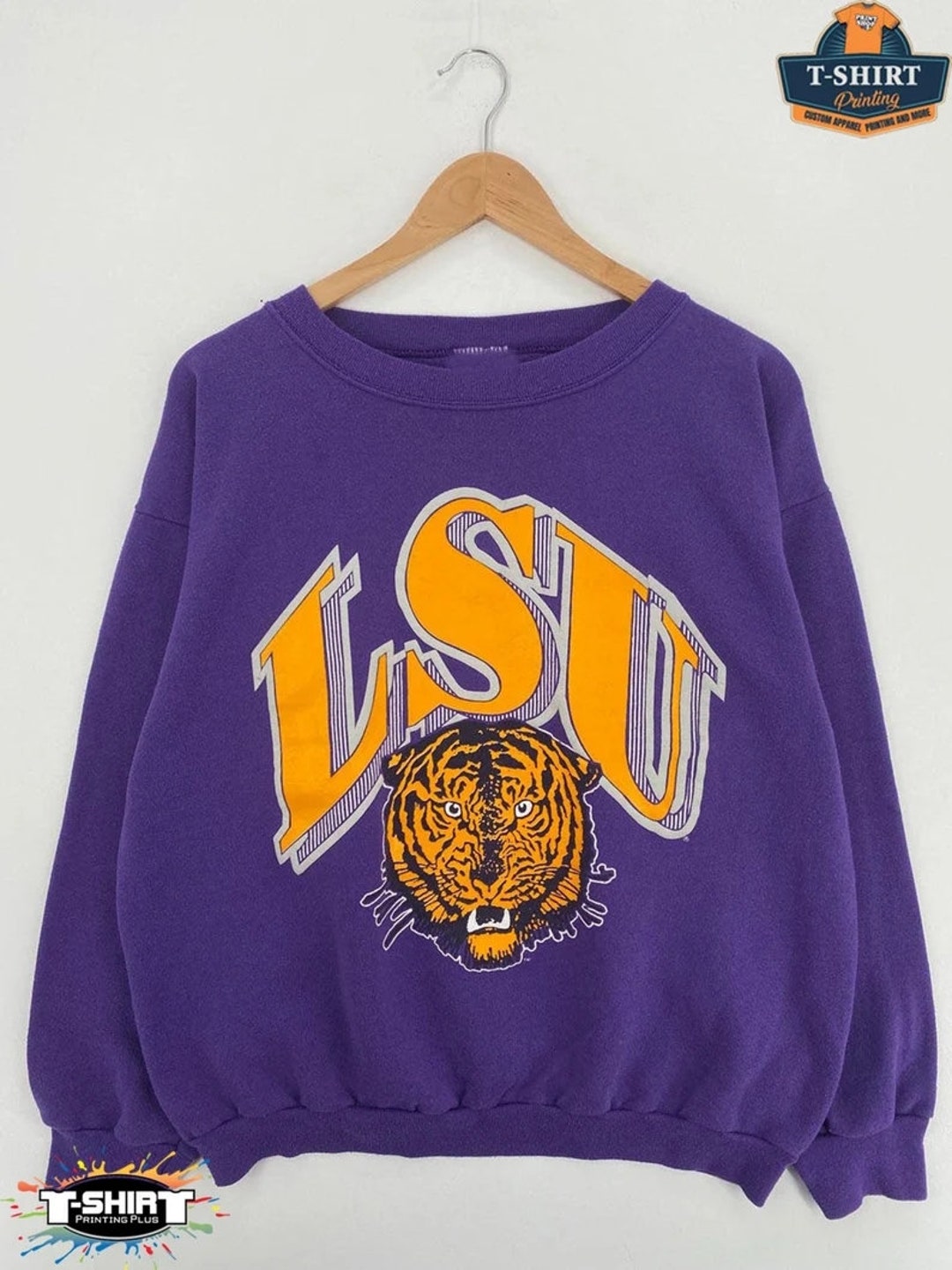Vintage NCAA LSU Tigers Big Logo Sweatshirt, LSU Tigers Shirt, Lsu Fighting Tigers, Louisiana State University