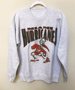 Vintage NCAA Miami Hurricanes Logo Mascot Sweatshirt, University of Miami Shirt, Unisex Shirt Sweater Hoodie Gifts for Fans