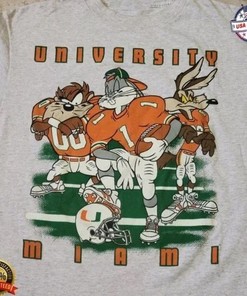 Vintage NCAA Miami Hurricanes Looney Tunes Shirt, University of Miami Shirt, NCAA Shirt, Football Tee