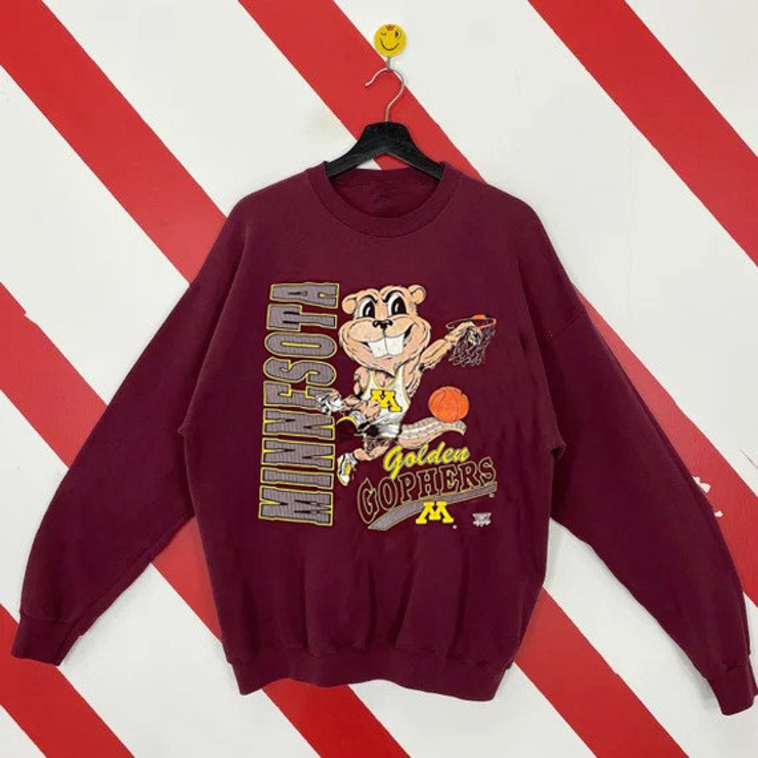Vintage NCAA Minnesota Golden Gophers Mascot Sweatshirt, University Of Minnesota Shirt, Basketball Football, Unisex Shirt Sweater Hoodie