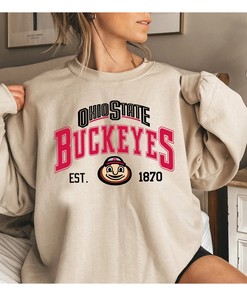 Vintage NCAA Ohio State Buckeyes EST 1870 Sweatshirt, Ohio State University Shirt, Unisex Shirt Sweater Hoodie