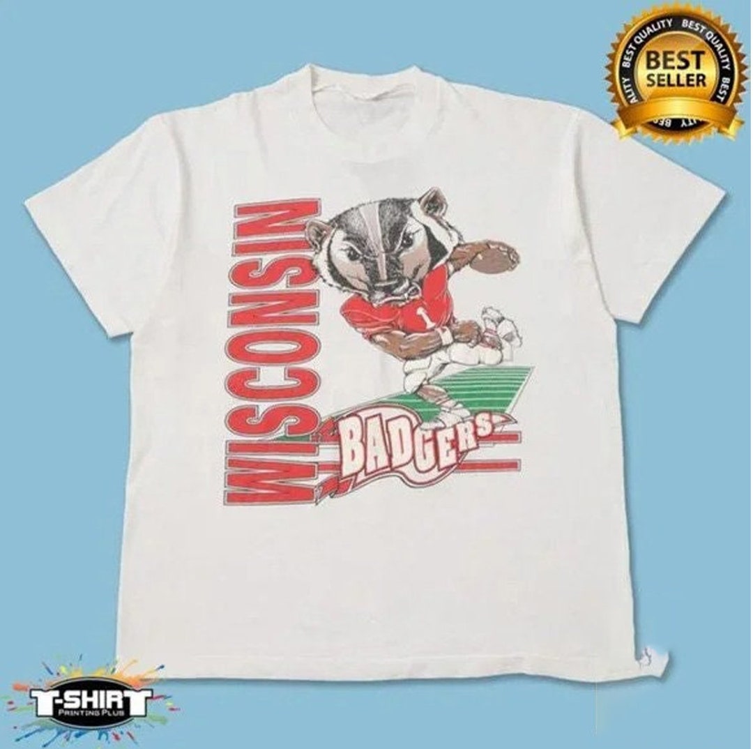 Vintage NCAA Wisconsin Badgers Mascot Shirt, College Apparel,NCAA Shirt, Football - Basketball