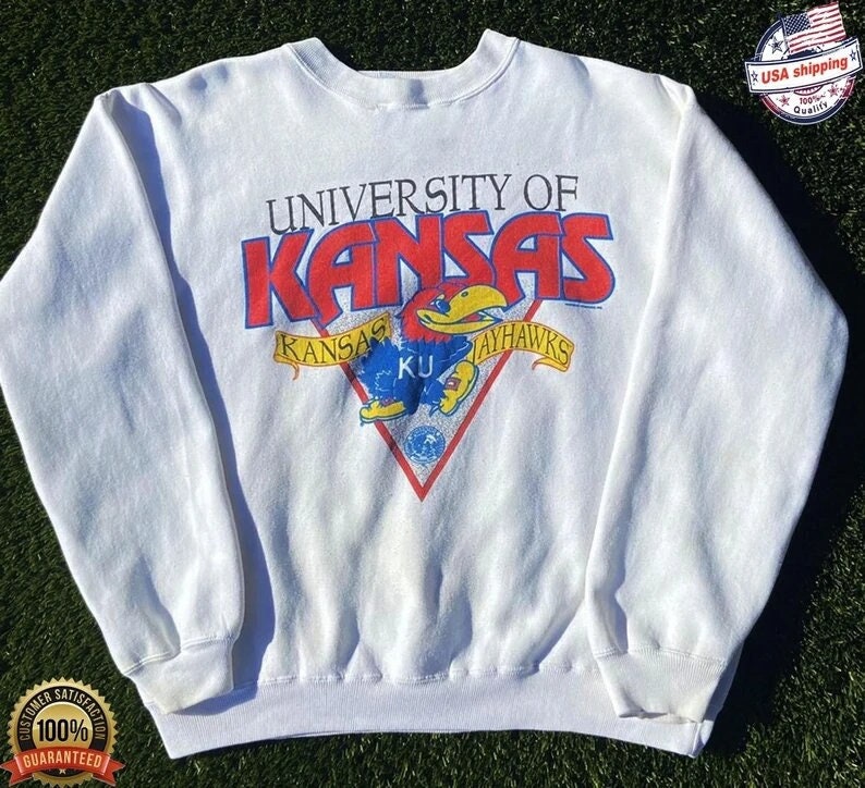 Vintage Ncaa Kansas Jayhawks Mascot Logo Sweatshirt, Kansas Jayhawks Shirt, University Of Kansas, Vintage Shirt