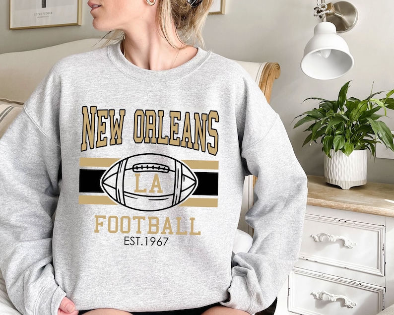 Vintage New Orleans Football Sweatshirt, Retro New Orleans Football Shirt for NFL Fans - Image 2