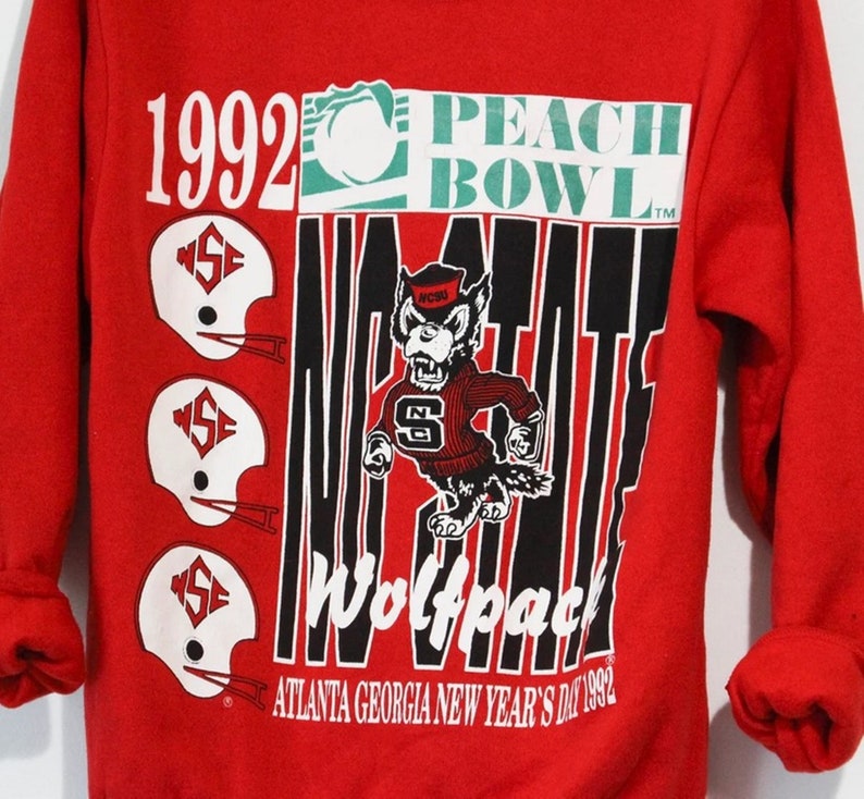 Vintage North Carolina State University Wolfpack 1992 Peach Bowl Crewneck Sweatshirt, North Carolina Shirt Gift - Image 2