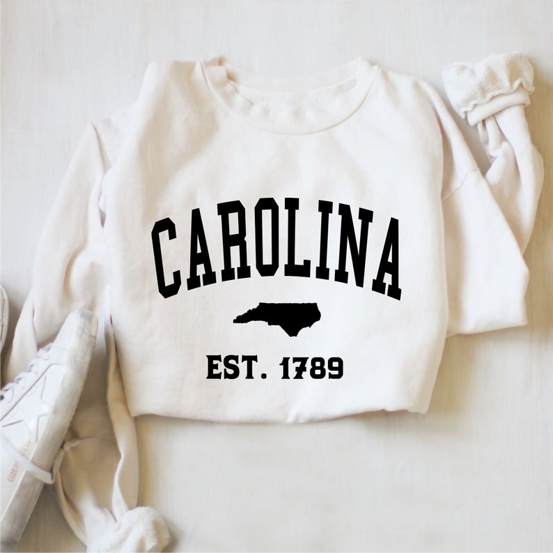 Vintage North Carolina Sweatshirt, Carolina Fan Crewneck Sweatshirt, Distressed College Student Gift - Image 2