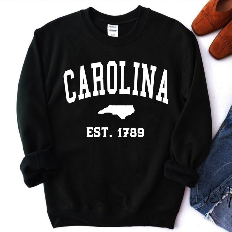 Vintage North Carolina Sweatshirt, Carolina Fan Crewneck Sweatshirt, Distressed College Student Gift - Image 3