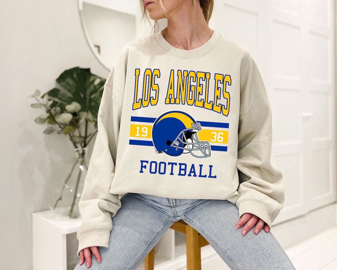 Vintage Retro Los Angeles Football Crewneck Sweatshirt Hoodie Shirt for NFL Fans