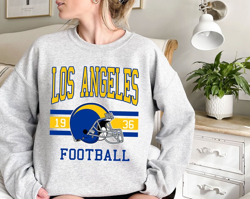 Vintage Retro Los Angeles Football Crewneck Sweatshirt Hoodie Shirt for NFL Fans - Image 2
