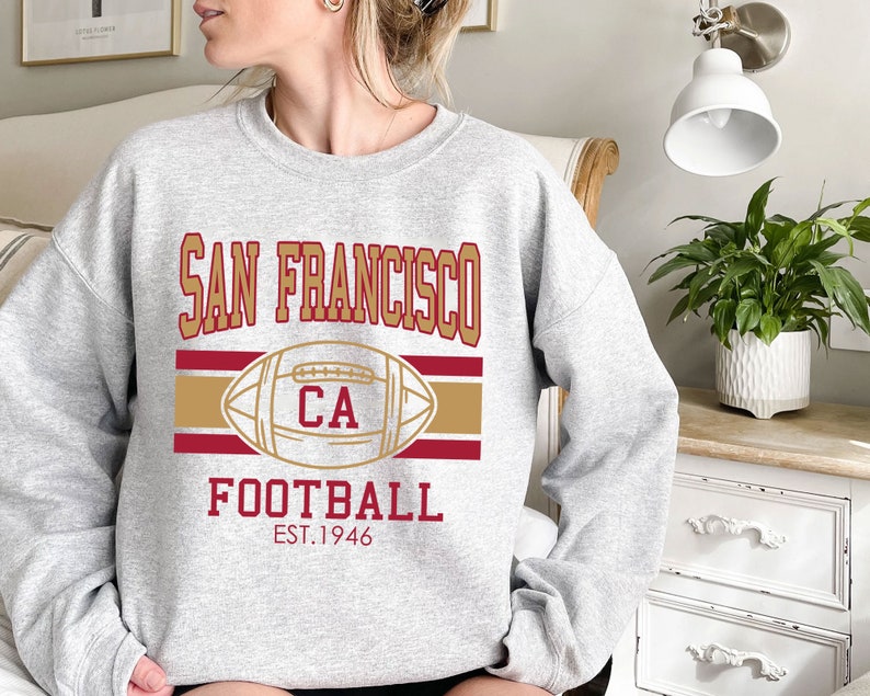 Vintage San Francisco Football Sweatshirt, Retro San Francisco Football Shirt for NFL Fans - Image 2