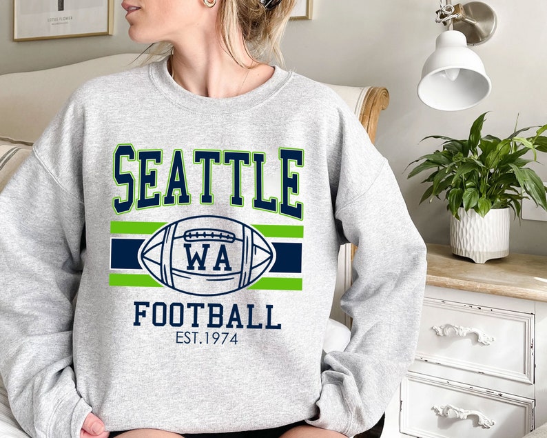 Vintage Seattle Football Sweatshirt, Retro Seattle Football Shirt for NFL Fans - Image 2