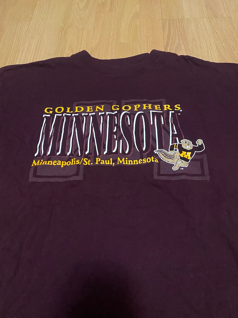 Vintage Start University Of Minnesota Golden Gophers Goldy Shirt Full Size, Football Lover Gifts - Image 2