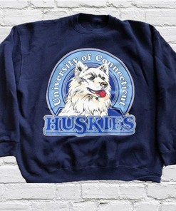 Vintage UConn Huskies Logo Sweatshirt, University Of Connecticut, NCAA Basketball, Unisex Shirt Sweater Hoodie Gifts for Fans