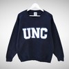 Vintage University North Carolina Spellout Logo Patches Sweatshirt Crewneck Pullover Jumper Streetwear Navy Baggy
