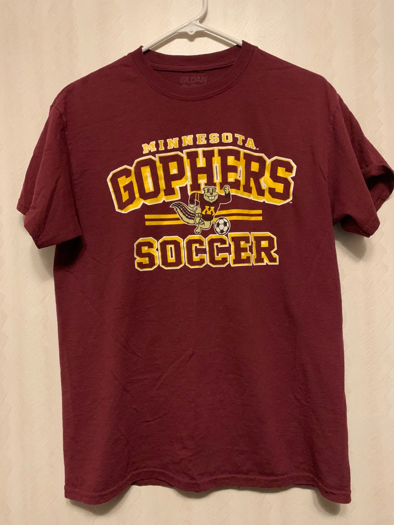 Vintage University Of Minnesota Golden Gophers Soccer T-Shirt Full Size, University Football Fan Shirts