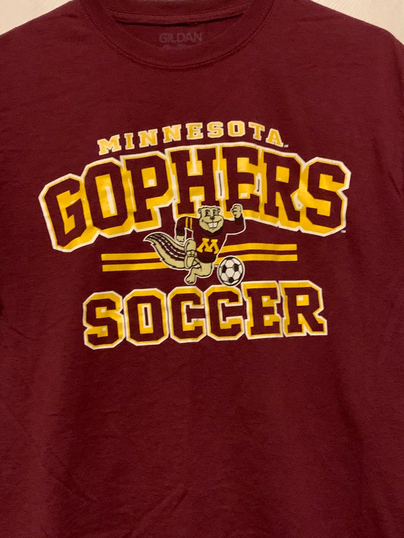 Vintage University Of Minnesota Golden Gophers Soccer T-Shirt Full Size, University Football Fan Shirts - Image 2