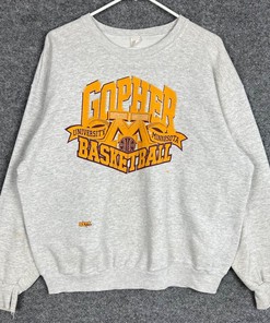 Vintage University Of Minnesota Gophers Basketball Sweatshirt Full Size, University Football Fan Shirt