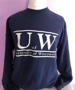 Vintage University Of Wisconsin Madison Blue 1980s Ncaa College Unisex Sweatshirt Hoodie Shirt