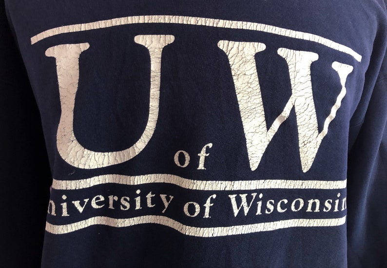 Vintage University Of Wisconsin Madison Blue 1980s Ncaa College Unisex Sweatshirt Hoodie Shirt - Image 2