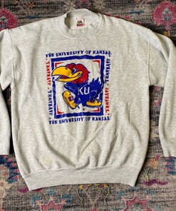 Vtg Ku Jayhawks Kansas University Pullover Sweatshirt