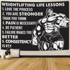 Weightlifting Life Lessons Banner Flag Tapestry For Home Gym Decor, Gym Flags