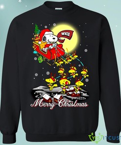 Western Kentucky Hilltoppers Snoopy Christmas Sweaters Santa Claus With Sleigh Sweatshirts