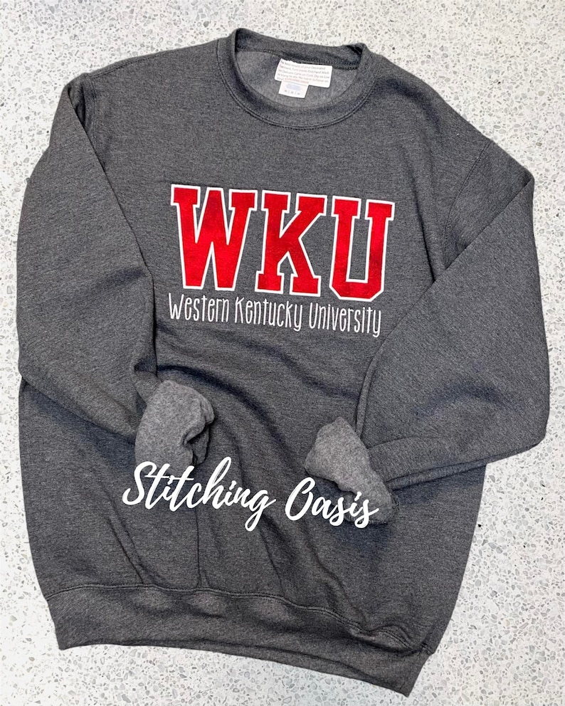 Wku Western Kentucky University Sweatshirt, College Sweatshirt, Wku Applique Sweatshirt