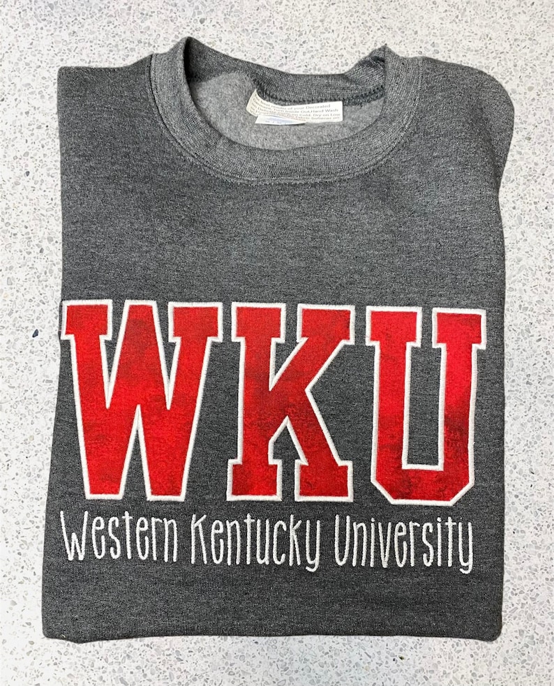 Wku Western Kentucky University Sweatshirt, College Sweatshirt, Wku Applique Sweatshirt - Image 2
