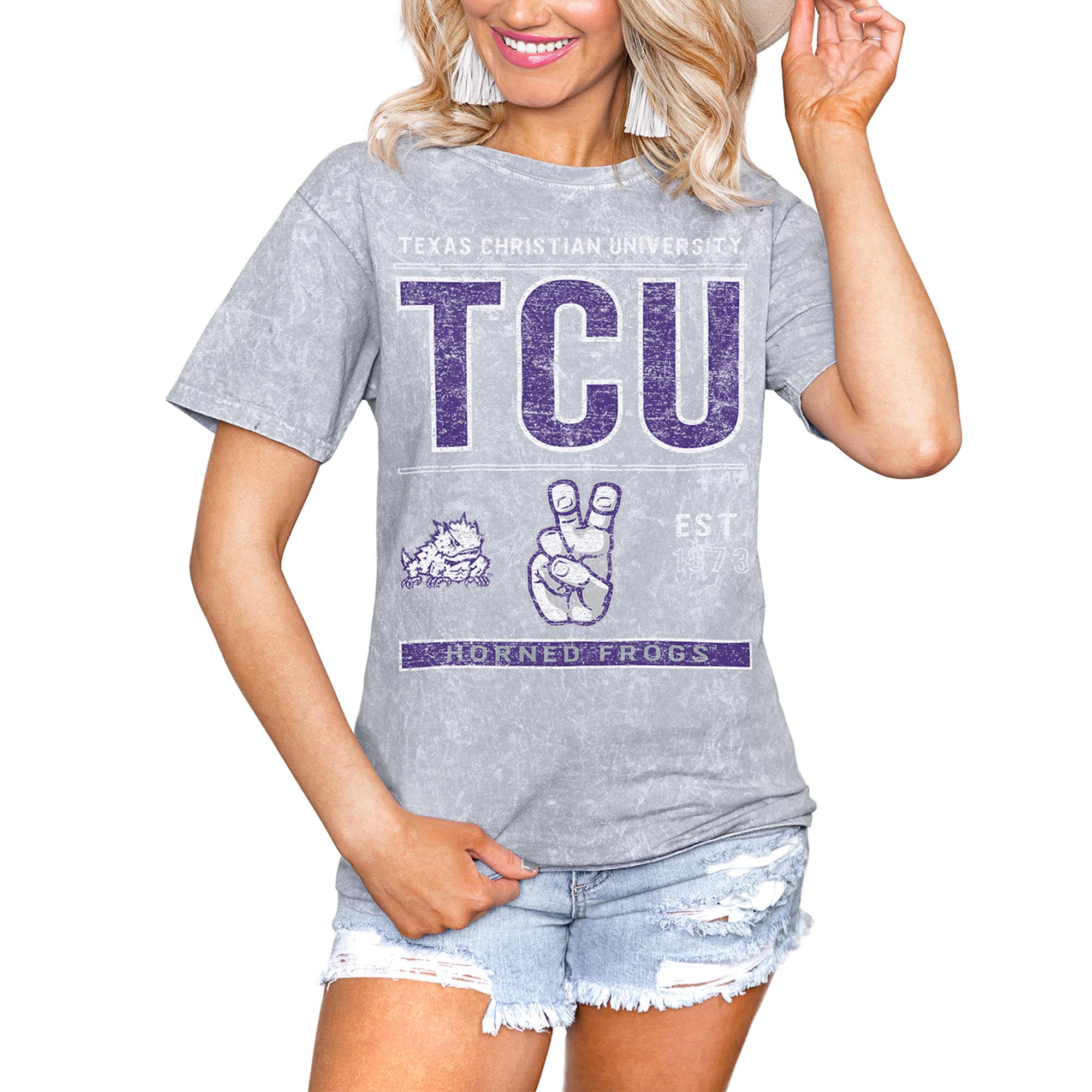 Women'S Gray Tcu Horned Frogs All We Have Snow Wash T-Shirt, Tcu Shirts Gift For Fans, Tcu Student Gifts