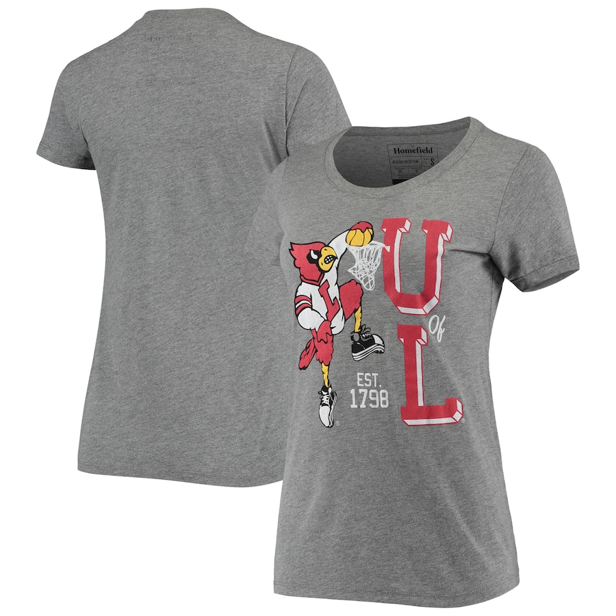 Women'S Homefield Heathered Gray Louisville Cardinals Vintage Dunking Cardinal T-Shirt