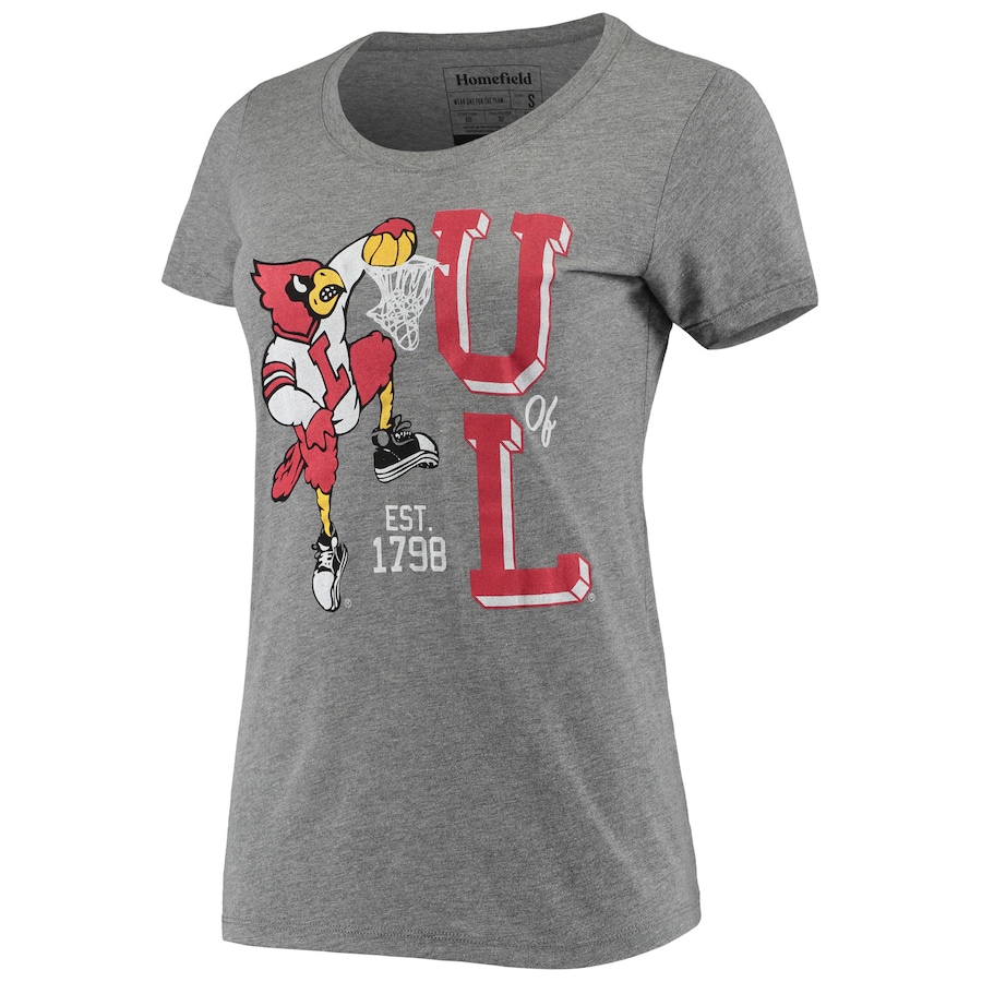 Women'S Homefield Heathered Gray Louisville Cardinals Vintage Dunking Cardinal T-Shirt - Image 2