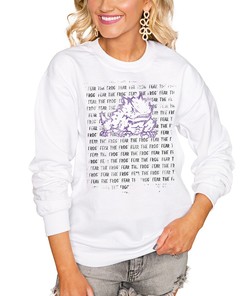Women'S White Tcu Horned Frogs Bold Type Perfect Pullover Sweatshirt, University Football Fan Shirt, Tcu Student Gifts