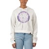 Women'S White Tcu Horned Frogs Pigment Dyed Fleece Crop Hoodie, University Football Fan Shirt, Tcu Student Gifts