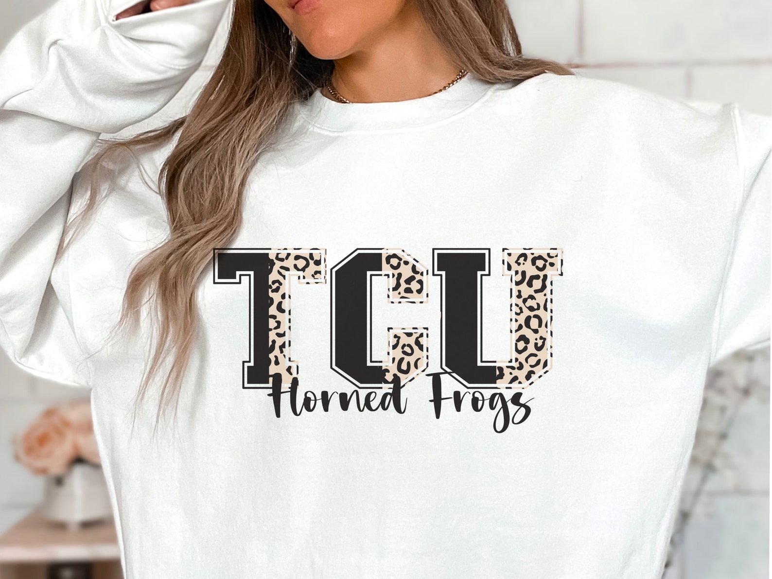 Womens Tcu Football Sweatshirt, Cheetah Tcu Shirt, Horned Frogs Sweatshirt, Trendy Football Shirt, Tcu Student Gifts