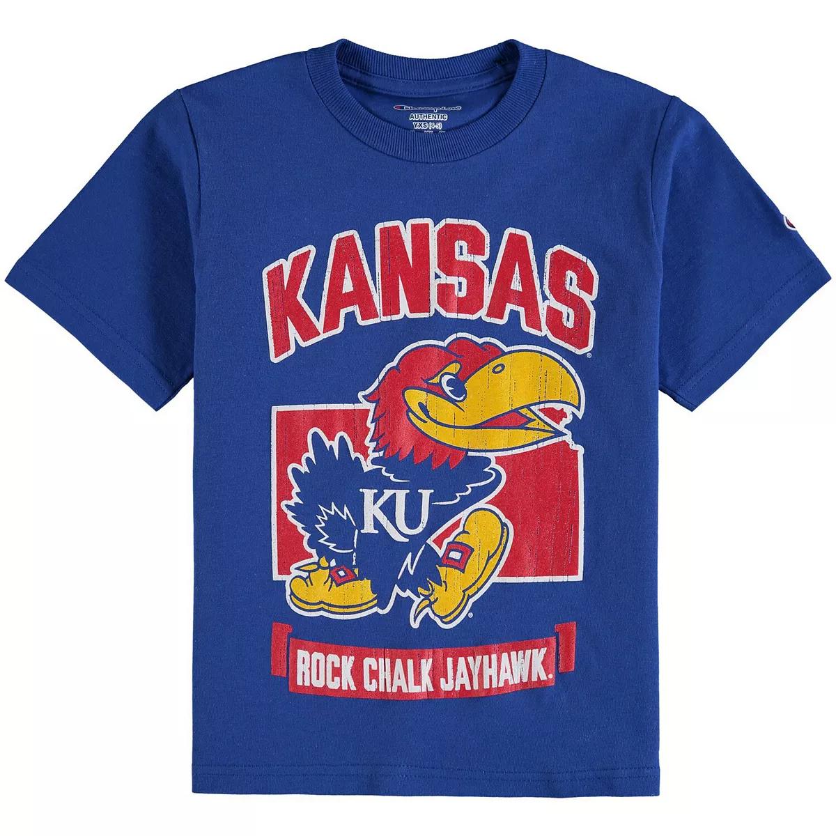 Youth Champion Royal Kansas Jayhawks Strong Mascot Shirt, Kansas Basketball Shirts Gifts