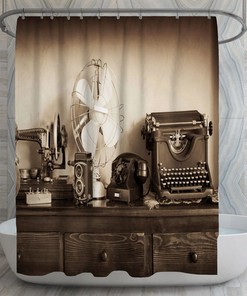 1920s Retro Artistic Vintage Appliances Shower Curtain for Your Bathroom Decor
