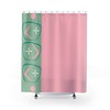 1950's Atomic Retro Boomerang Mid Century Modern Shower Curtain with Pink and Mint Green Flair