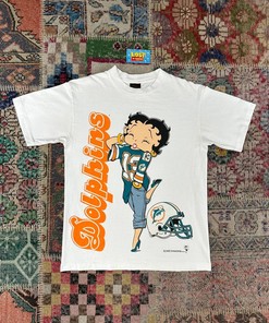 1993 Vintage Style NFL Miami Dolphins Betty Boop Pin Up Girl Sweatshirt T-shirt Ideal Gift for NFL Fans