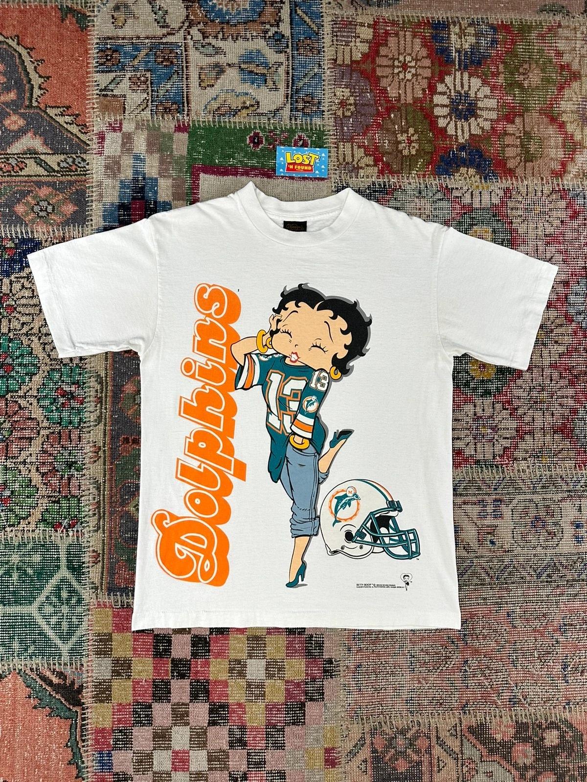 1993 Vintage Style NFL Miami Dolphins Betty Boop Pin Up Girl Sweatshirt T-shirt Ideal Gift for NFL Fans