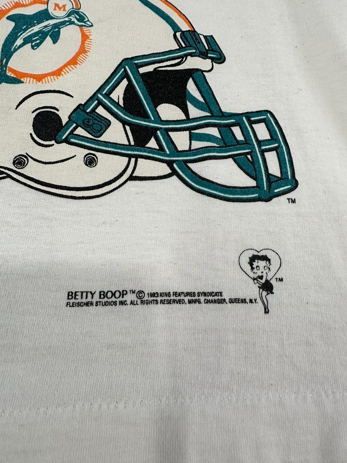 1993 Vintage Style NFL Miami Dolphins Betty Boop Pin Up Girl Sweatshirt T-shirt Ideal Gift for NFL Fans - Image 3