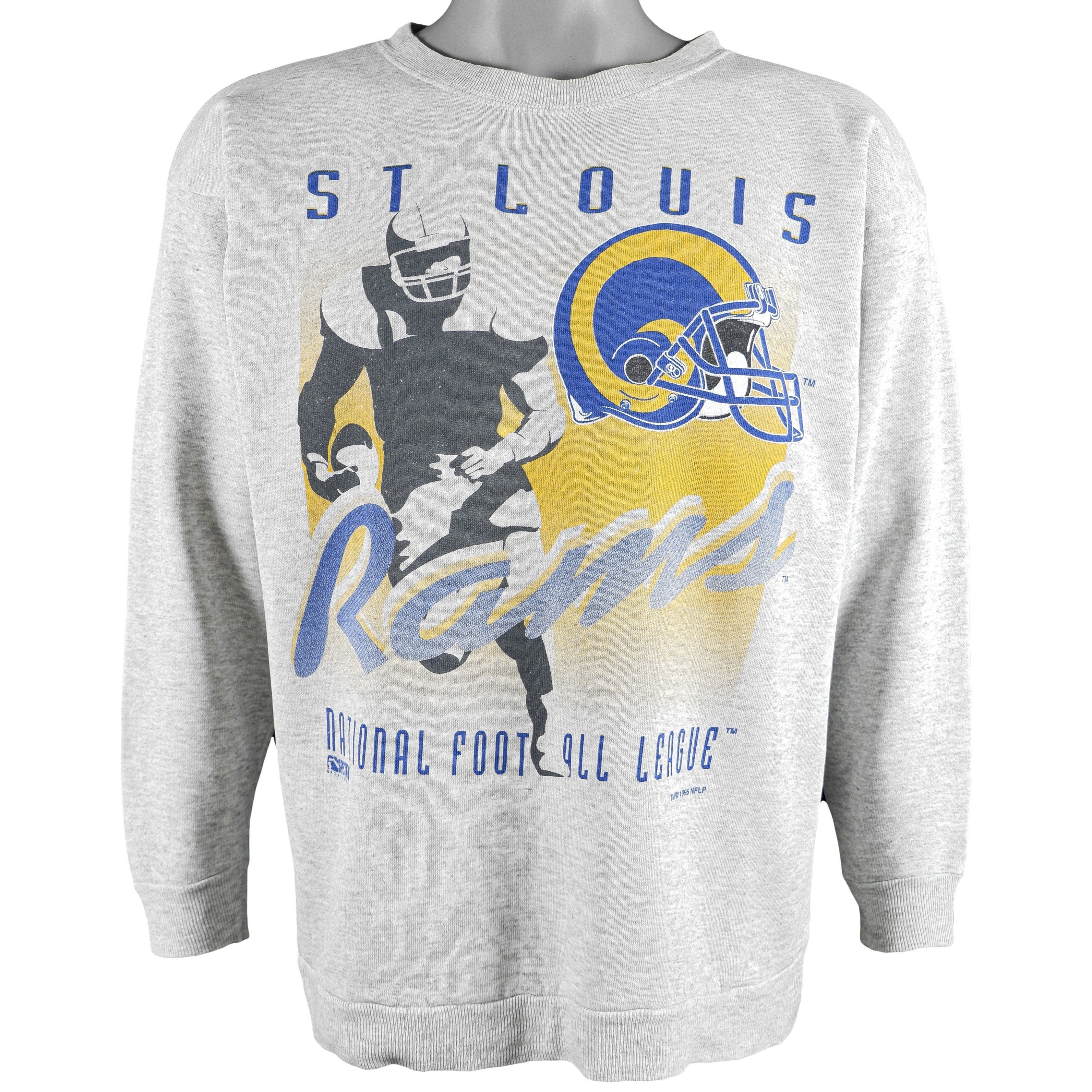1995 Vintage Style Nfl St. Louis Rams Crew Neck Sweatshirt Hoodie Shirt Reprinted Full Size Gifts For Fans