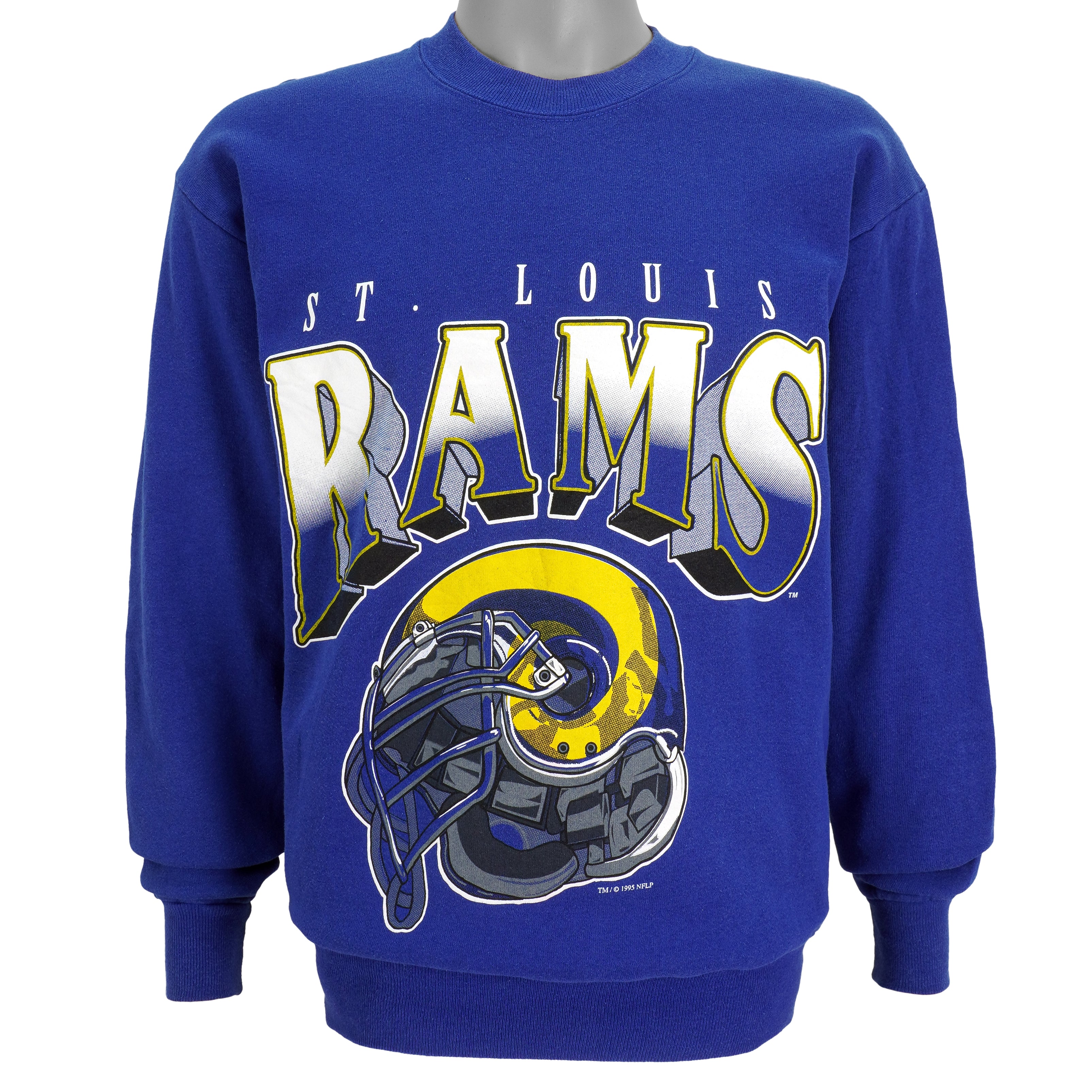 1995 Vintage Style St. Louis Rams Crew Neck Sweatshirt Hoodie Shirt Reprinted Full Size Gifts For Nfl Fans