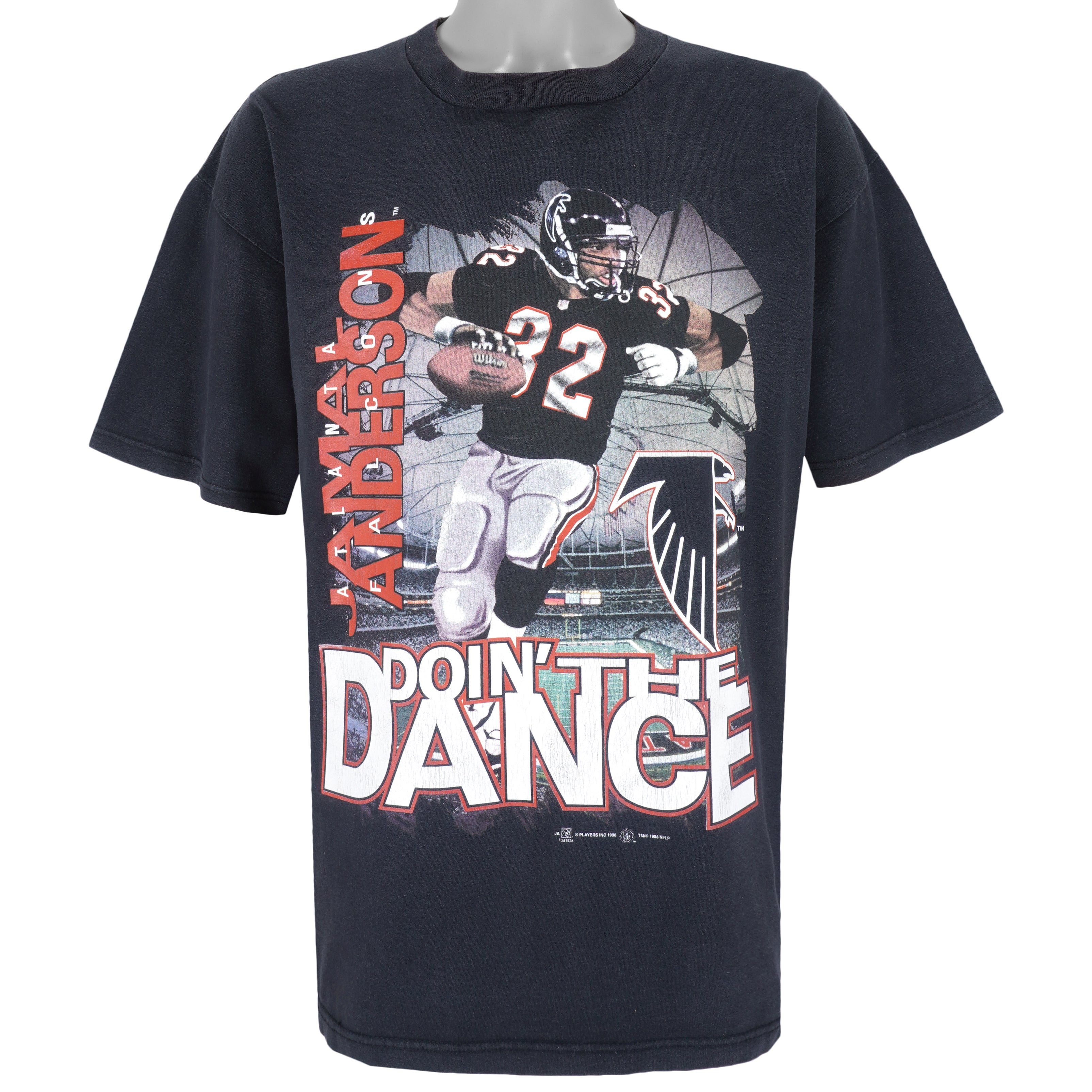 1998 Vintage Style Nfl Atlanta Falcons Jamal Anderson T-Shirt Hoodie Sweatshirt Reprinted Full Size Gifts For Fans