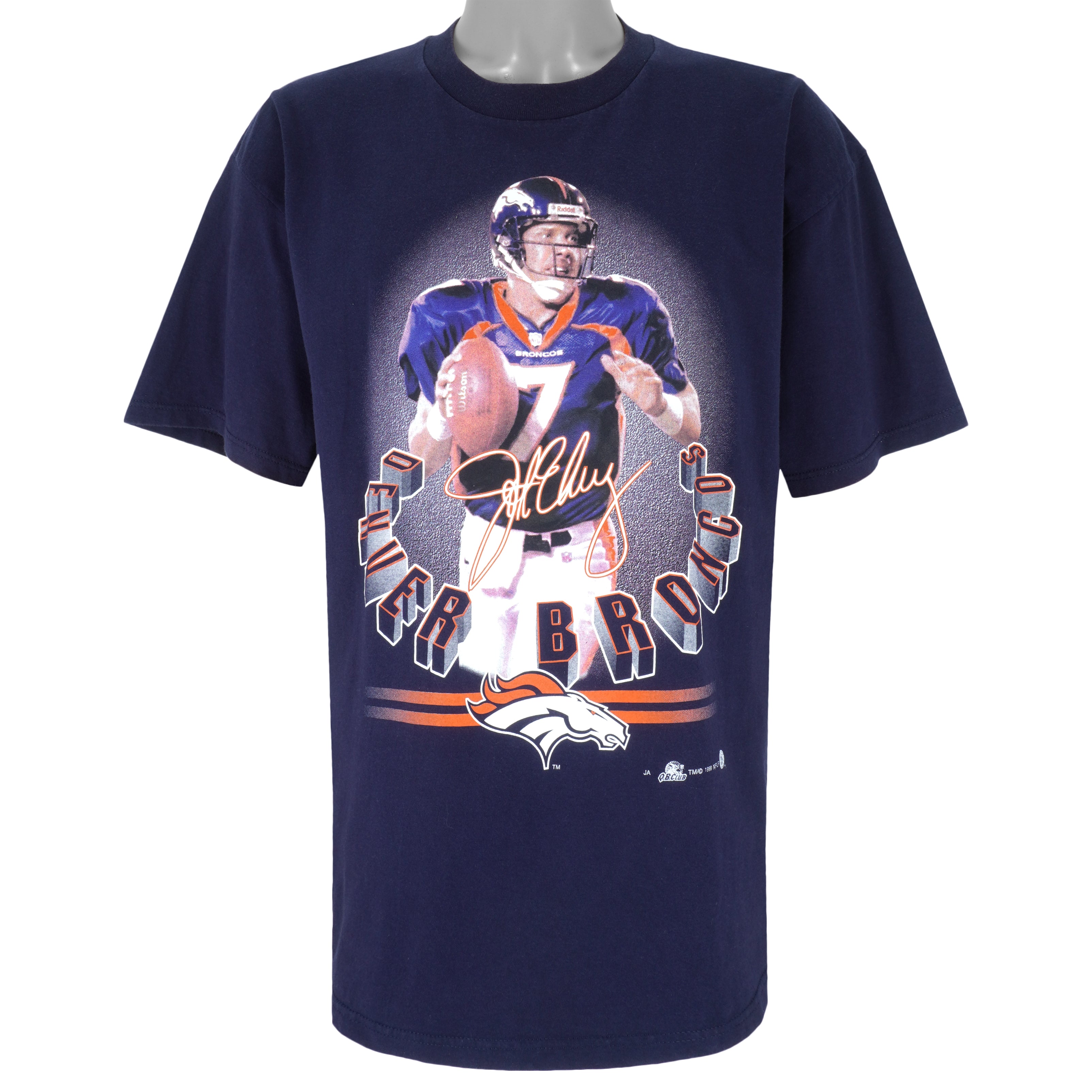 1998 Vintage Style Nfl Denver Broncos John Elway No. 7 T-Shirt Hoodie Sweatshirt Reprinted Full Size Gifts For Fans