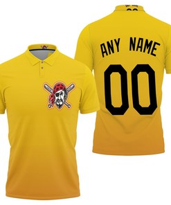2020 MLB Pittsburgh Pirates Yellow Logo All Over Print Polo Shirt with 3D Design